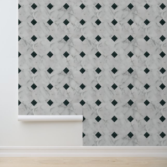 Elegantes geometrisches Muster aus grauem Marmor Tapete (Anwendung)