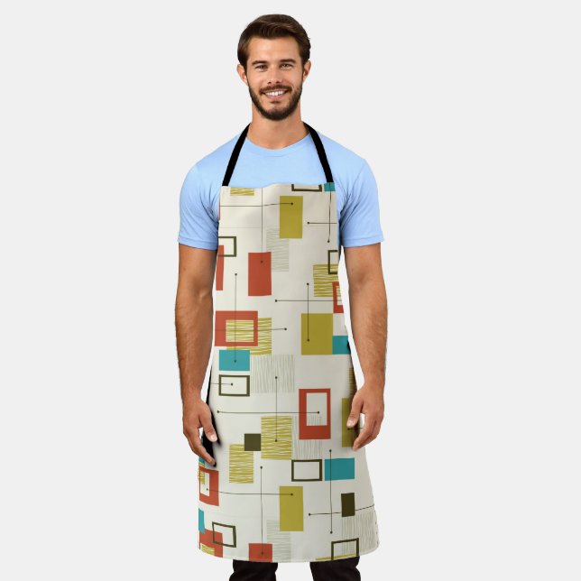 Elegantes geometrisches Muster des Retro-Mittelzen Schürze (Getragen)