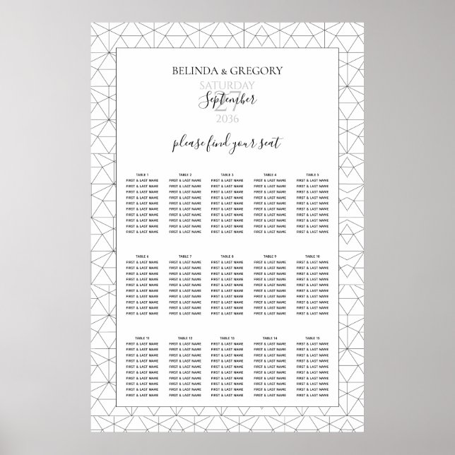 Elegantes geometrisches Muster für Hochzeitssattel Poster (Vorne)