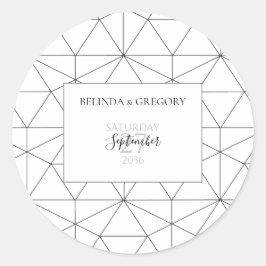 Elegantes geometrisches Muster Hochzeit Runder Aufkleber