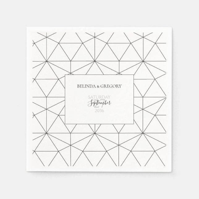 Elegantes geometrisches Muster Hochzeit Serviette (Vorderseite)