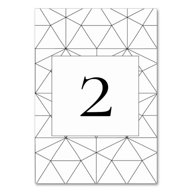 Elegantes geometrisches Muster Hochzeit Tischnummer (Vorderseite)