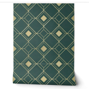 Elegantes geometrisches Muster in Grün und Gold Tapete