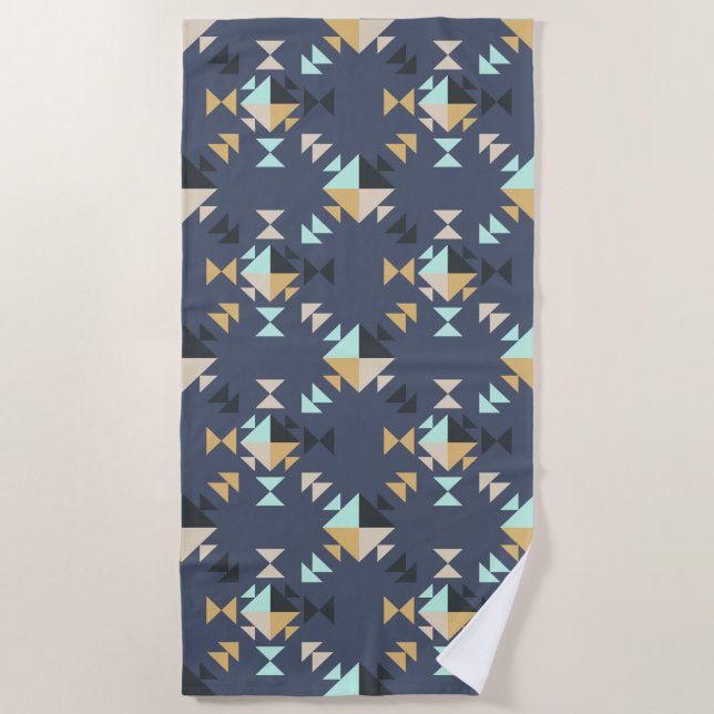 Elegantes geometrisches Muster in Mint, Gold und S Strandtuch (Vorderseite)