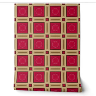 Elegantes geometrisches Muster in Rot und Gold Tapete
