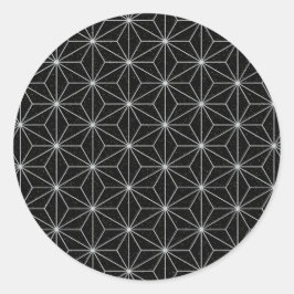 Elegantes geometrisches Muster - Silver & Black- Runder Aufkleber