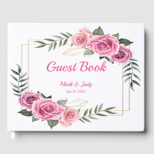 Elegantes geometrisches rosa Rose Wedding Guestboo Gästebuch