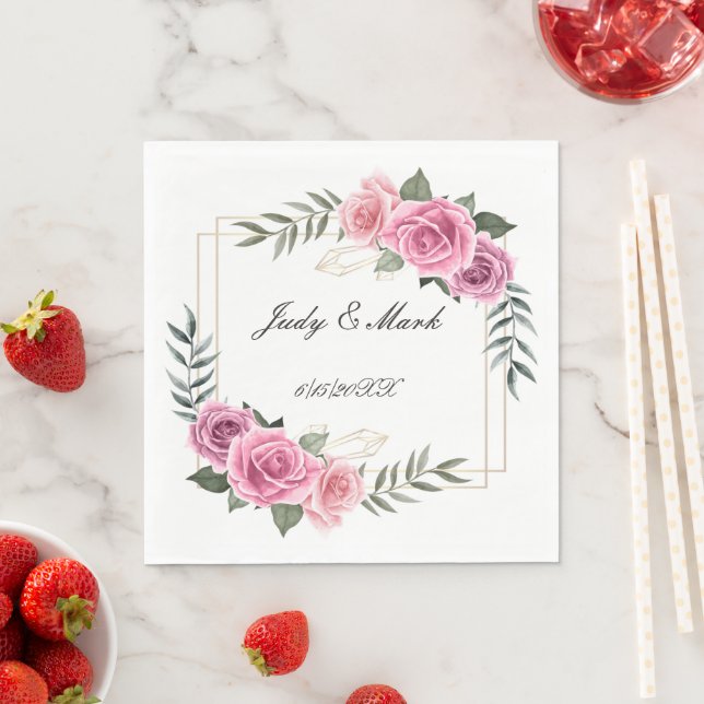 Elegantes geometrisches rosa Rosenpapier Napkins Serviette (Beispiel)