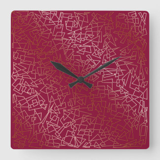 Elegantes geometrisches Rose Gold & Bordeaux Quadratische Wanduhr
