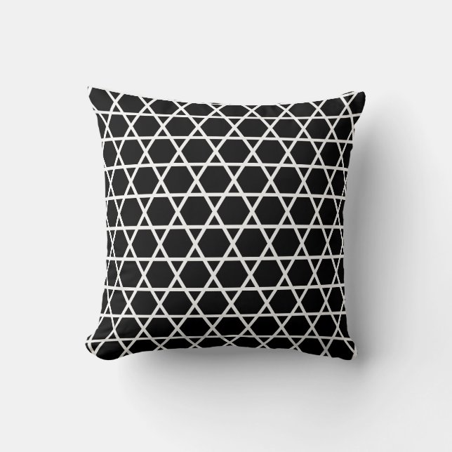 Elegantes geometrisches Schwarzweißmuster Kissen (Vorderseite)