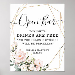 Elegantes geometrisches Shape Rosa Blush Open Bar Poster