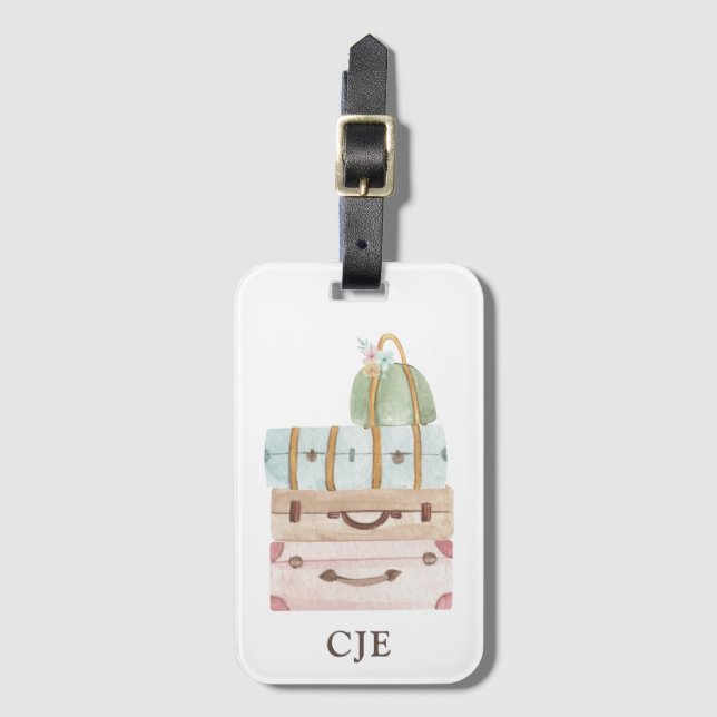 Elegantes Gepäck mit Aquarellfarben Gepäckanhänger (Vorderseite Vertikal)