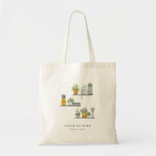 Elegantes gepolstertes Haus Pflanze Wasserfarben B Tragetasche