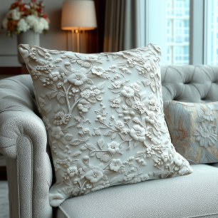 Elegantes geprägtes florales neutrales Wohnaccesso Kissen