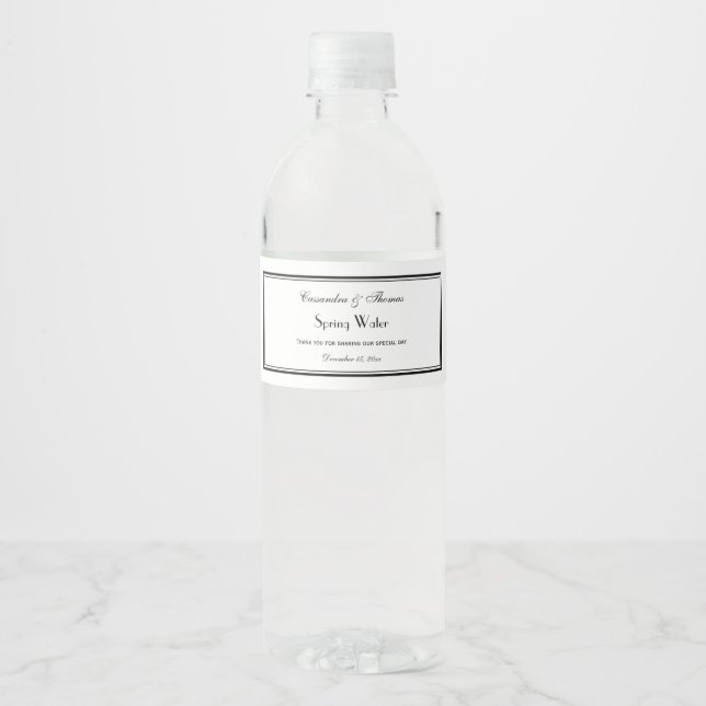 Elegantes Gerahmtes H-Wasser-Flaschenetikett (Vorderseite)