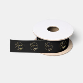 Elegantes Geschäft mit Black & Gold-Logos Satinband