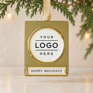 Elegantes Geschäftslogo Corporate Frohe Feiertage Banner-Ornament Gold