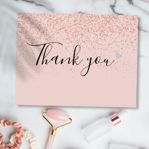 Elegantes Geschäftsskript Dankeschön Rose Gold Postkarte