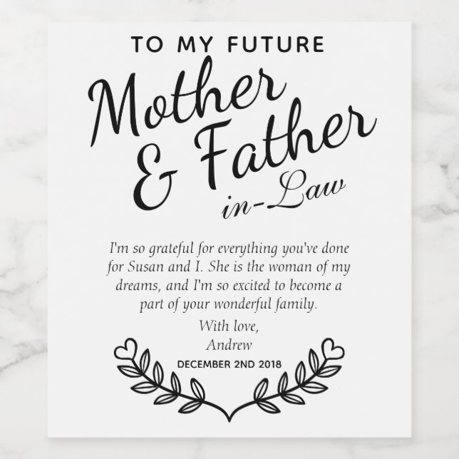 Elegantes Geschenk für benutzerdefinierte Schwarz- Weinetikett (Einzelnes Label)