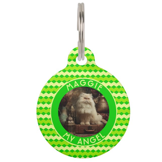 Elegantes Geschenk für Haustierbesitzer Chevron-Ge Haustiermarke (Vorderseite)