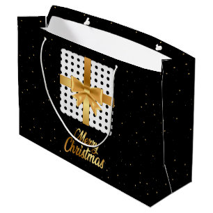 Elegantes Geschenk mit goldenen Schleifen und Polk Große Geschenktüte