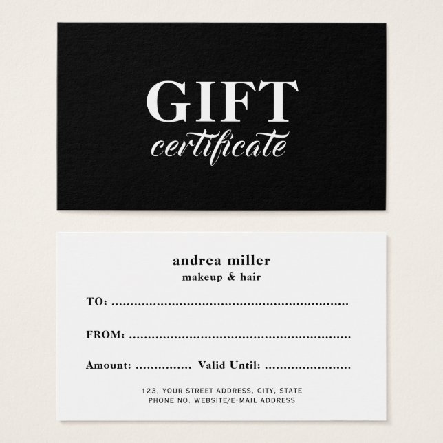 Elegantes Geschenkgutschein (Vorne & Hinten)