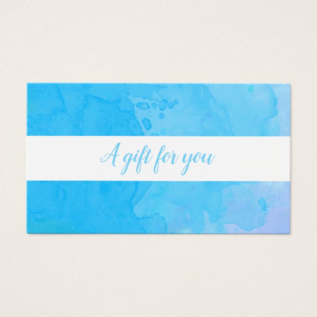 Elegantes Geschenkzertifikat Blue Watercolor (Vorderseite)