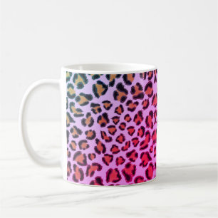 Elegantes Gesichtsmuster aus rosa und orangefarben Kaffeetasse