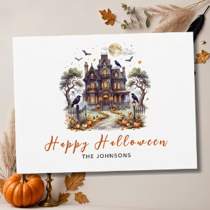 Elegantes Gespenstisches Herrenhaus Frohes Hallowe Postkarte
