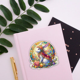 Elegantes gesteinigtes Glas Art Nouveau Osterkanin Aufkleber