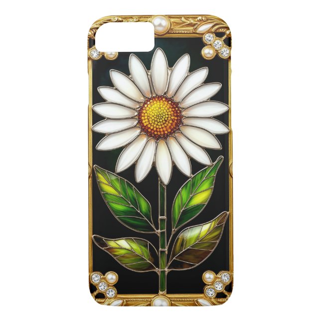 Elegantes gesteinigtes Glas Daisy Artwork Case-Mate iPhone Hülle (Rückseite)