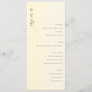 Elegantes gestreiftes Hochzeitsmenü in Creme Menükarte