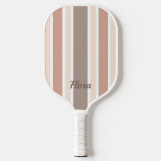 Elegantes gestreiftes Pfirsich- und Braunpappelpad Pickleball Schläger