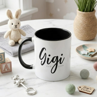 Elegantes Gigi EST-Jahr Minimal Schrift Design Tasse
