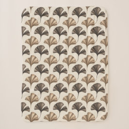 Elegantes Ginkgoblatt-Muster in neutralen Tönen Sherpadecke
