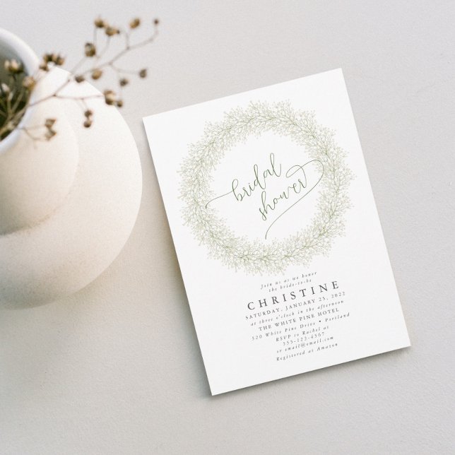 Elegantes Gipskraut Wreath Brautparty Einladung (Von Creator hochgeladen)