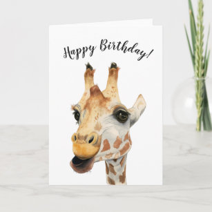 Elegantes Giraffen-Aquarell, das   Geburtstag malt Karte