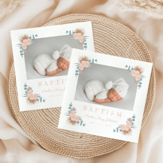 Elegantes Girl Baptism-Foto Serviette