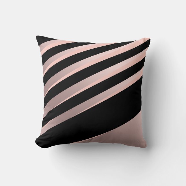 Elegantes girly abstraktes Rosengold, -SCHWARZES Kissen (Vorderseite)