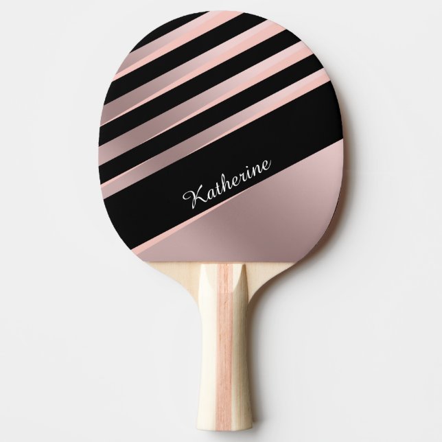 Elegantes girly abstraktes Rosengold, -SCHWARZES Tischtennis Schläger (Vorderseite)