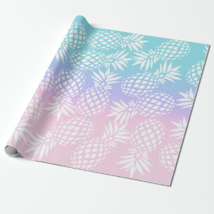 Elegantes Girly Gradient Ananas Muster farbenfroh Geschenkpapier