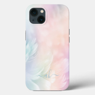 Elegantes, girly, monogrammiertes, pastellfarbenes iPhone hülle