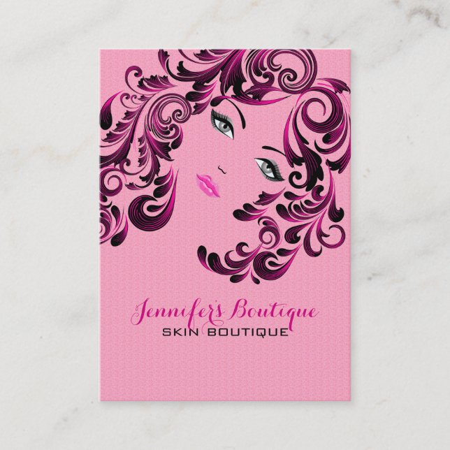 Elegantes Girly Pink und Black Beauty Face Visitenkarte (Vorderseite)