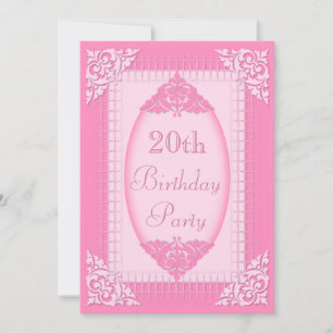 Elegantes, Girly Rosa-19. Geburtstag Einladung