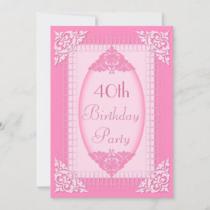 Elegantes, Girly Rosa-40. Geburtstag Einladung