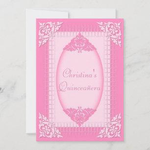 Elegantes, Girly rosa Quinceañera Einladung