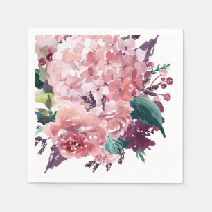 Elegantes, girly, rosa Wasserfarben-Blumenmuster Serviette