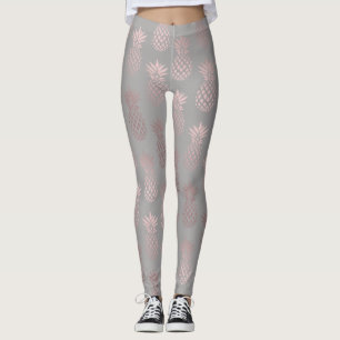 Elegantes girly Rosengold u. graues Ananasmuster Leggings
