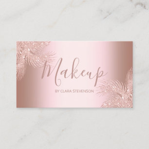 Elegantes girly RosengoldGlitter-Palmenmake-up Visitenkarte