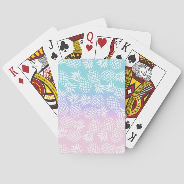 Elegantes Girly Steigungs-Ananas-Muster bunt Spielkarten (Rückseite)